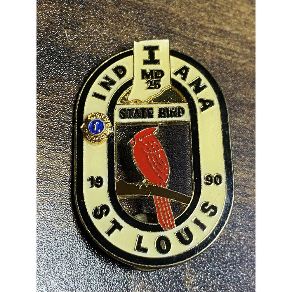 Lions Club Pinback Hat Lapel Pins indiana 1990 1.5" oval VTG